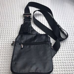 Travelon Antitheft Crossbody Bag Black Nylon Leather Unisex